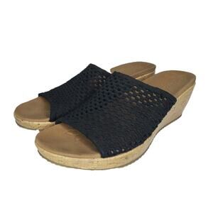 Skechers Sandals Womens 9 Cali Beverlee Cork Wedge Black Open Toe Casual Comfort
